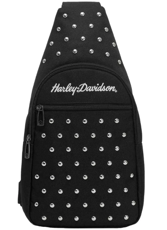 Harley-Davidson® Women's Studded Moonshadow Chest Rugged Sling Bag, Black
