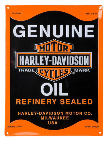Harley-Davidson® Genuine Oil Can Bar & Shield Embossed Tin Sign