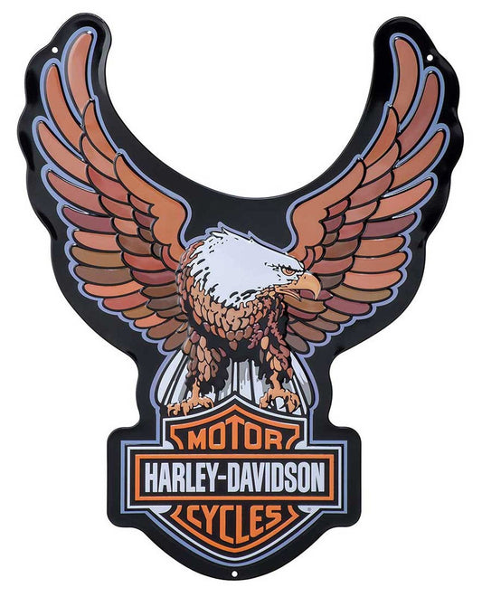 Harley-Davidson® Embossed Tin Sign, Bar & Shield Eagle Shaped