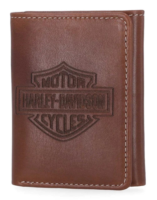 Harley-Davidson® Laser Logo Trifold Cognac Wallet