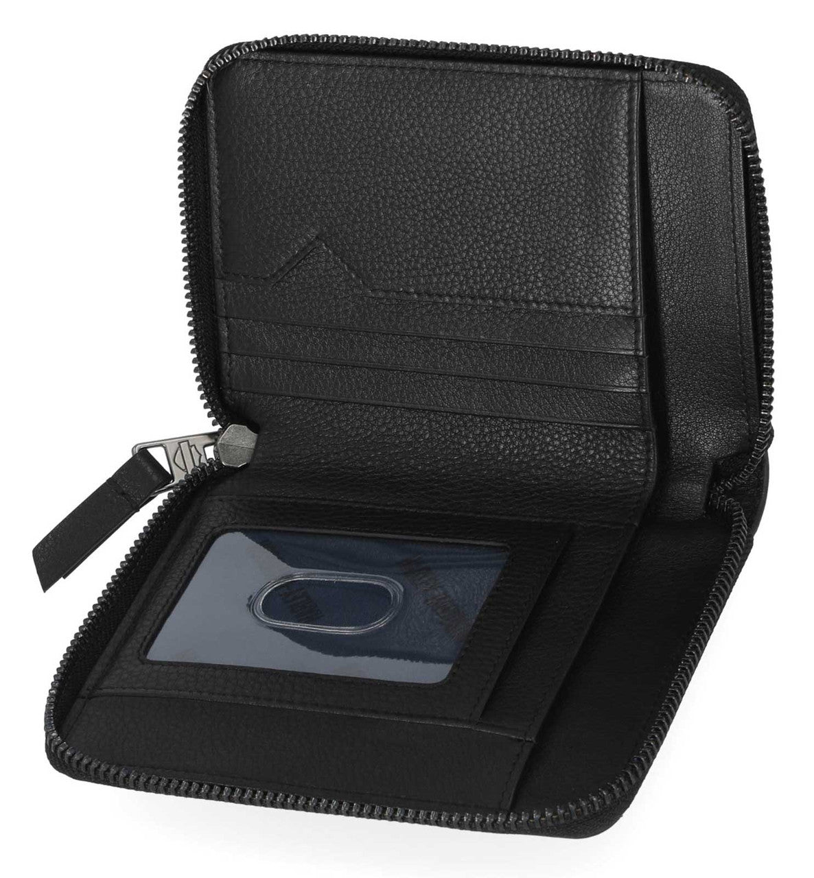 Harley-Davidson® Women's Classic Small Zip Around Leather Wallet - Black