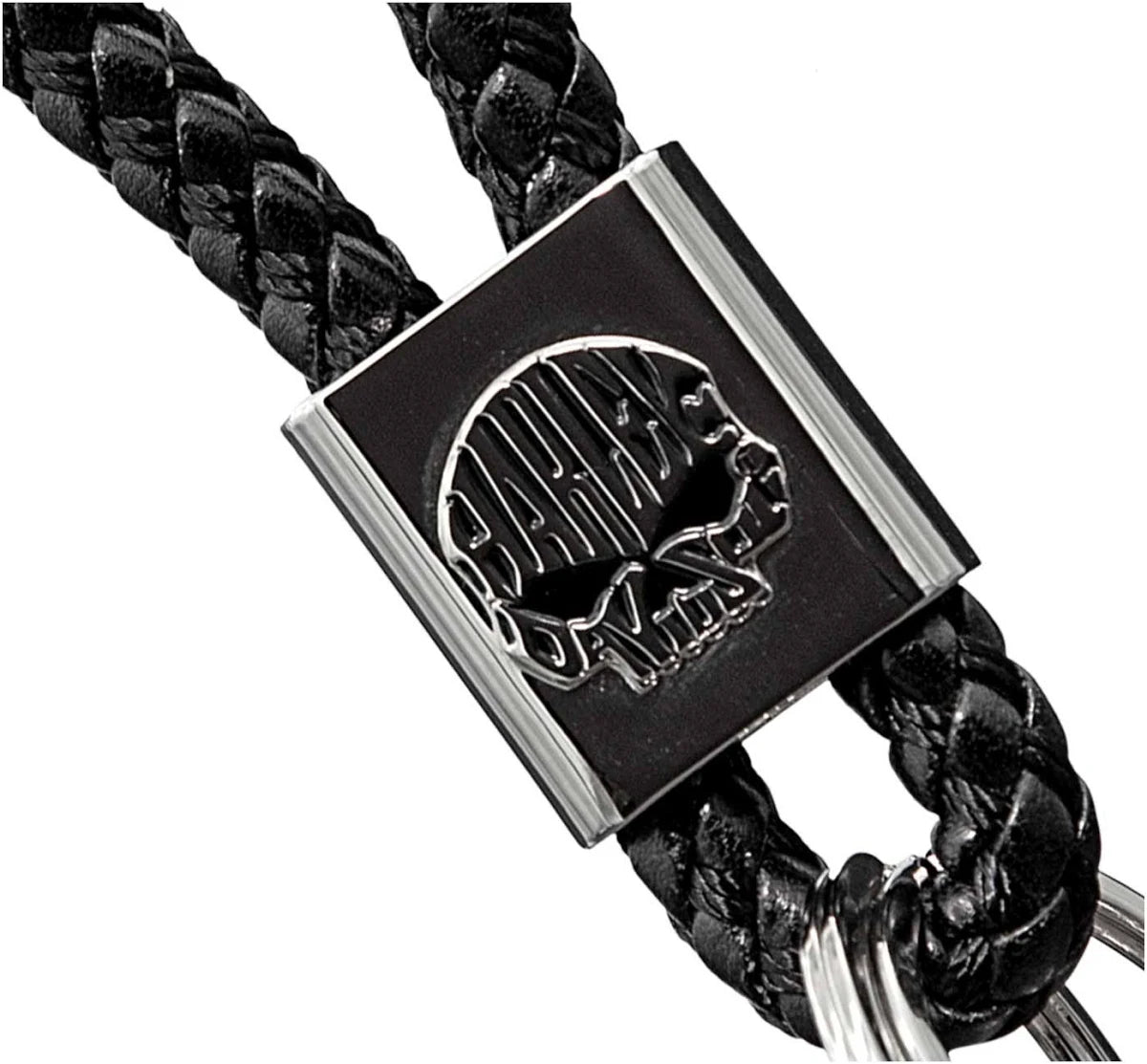 Harley-Davidson® Skull Black Vinyl Braid Keychain