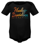 Harley-Davidson® Baby Girls' 2-Pack Rainbow Foil Rib Creeper Set - Black/Pink
