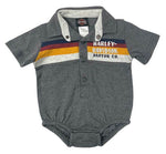 Harley-Davidson® Baby Boys' Striped Workshop Short Sleeve Newborn Creeper - Gray