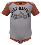 Harley-Davidson® Baby Boys' 2-Pack Colourblocked Rib Creeper Set - Gray/Black