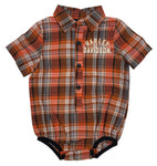 Harley-Davidson® Baby Boys' Brushed Infant Button Plaid Creeper - Orange
