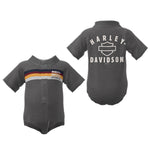 Harley-Davidson® Baby Boys' Striped Workshop Short Sleeve Newborn Creeper - Gray