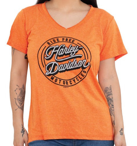 Harley-Davidson® Women's Heavy Script Short Sleeve Tee - Orange