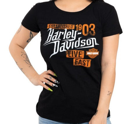 Harley-Davidson® Women's Mania Short Sleeve Tee - Black
