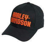 Harley-Davidson® Chain Stitch Curved Bill Stretch Fit Baseball Cap - Black