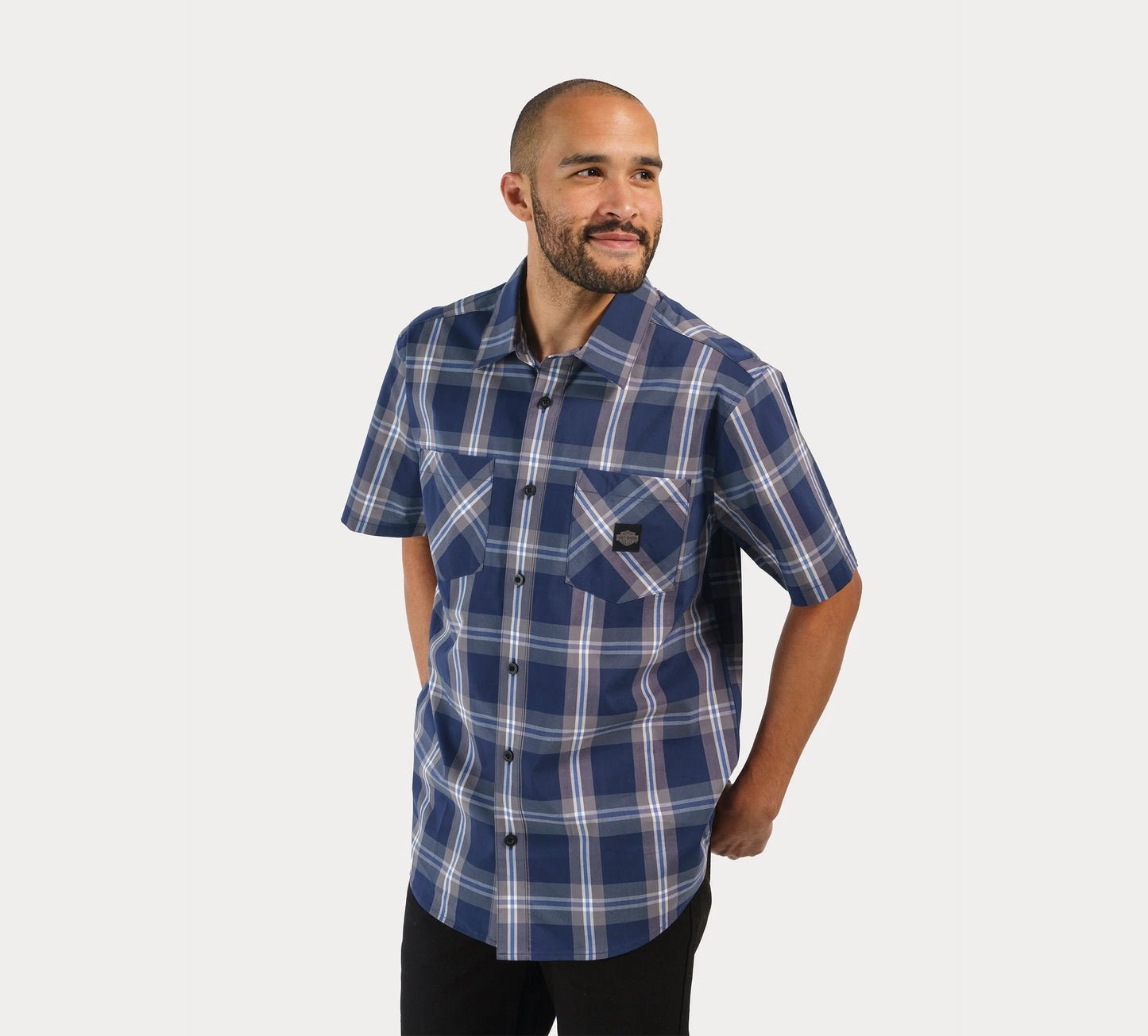 Harley-Davidson® Men's Staple Button Up Shirt - Blue Plaid