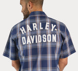 Harley-Davidson® Men's Staple Button Up Shirt - Blue Plaid
