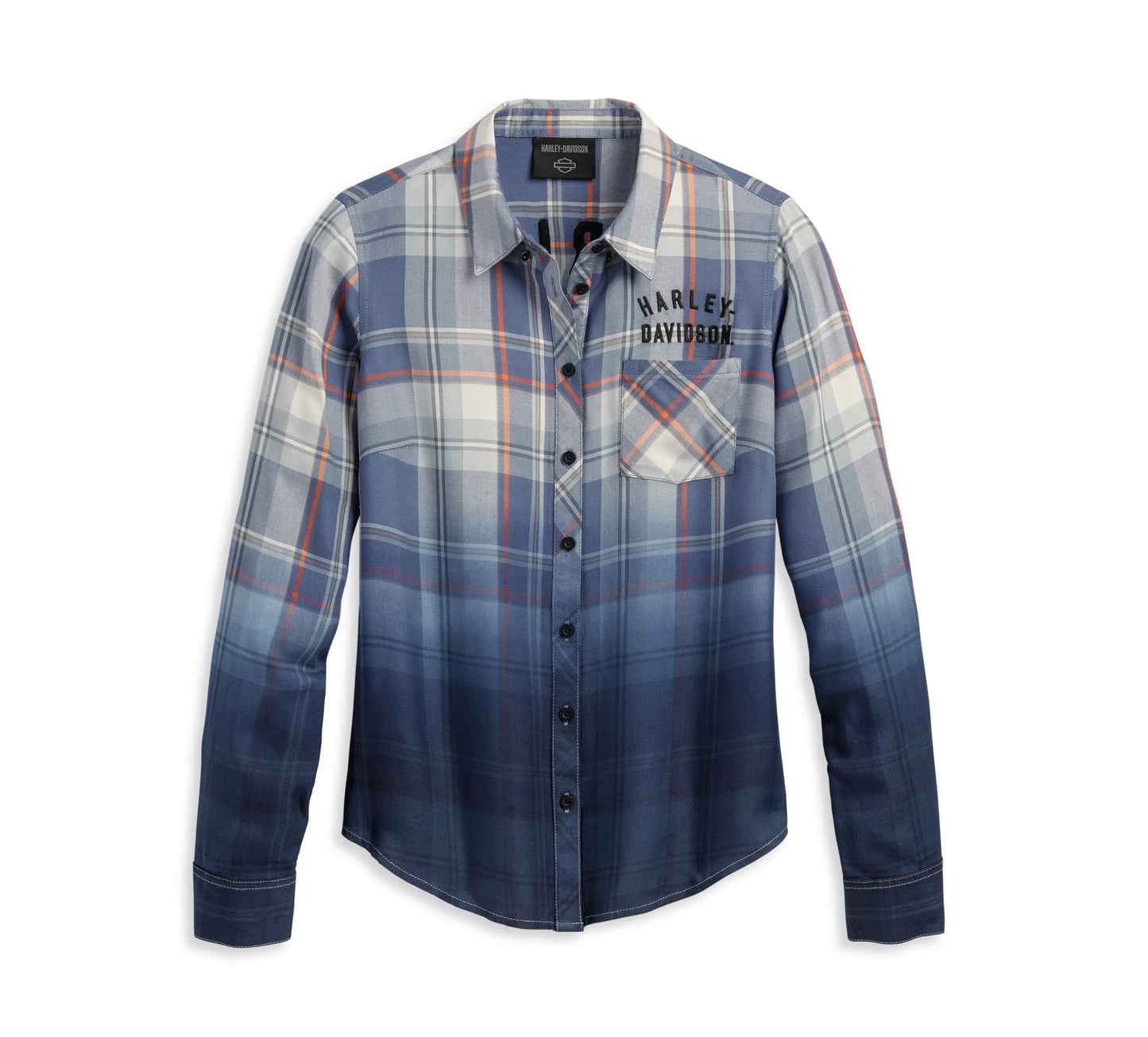 Harley-Davidson® Women's Chrome Warrior Plaid Dip Dye Shirt