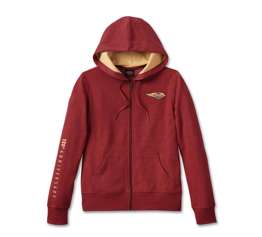 Harley-Davidson®  Women's 120th Anniversary Special Zip Front Hoodie - Merlot