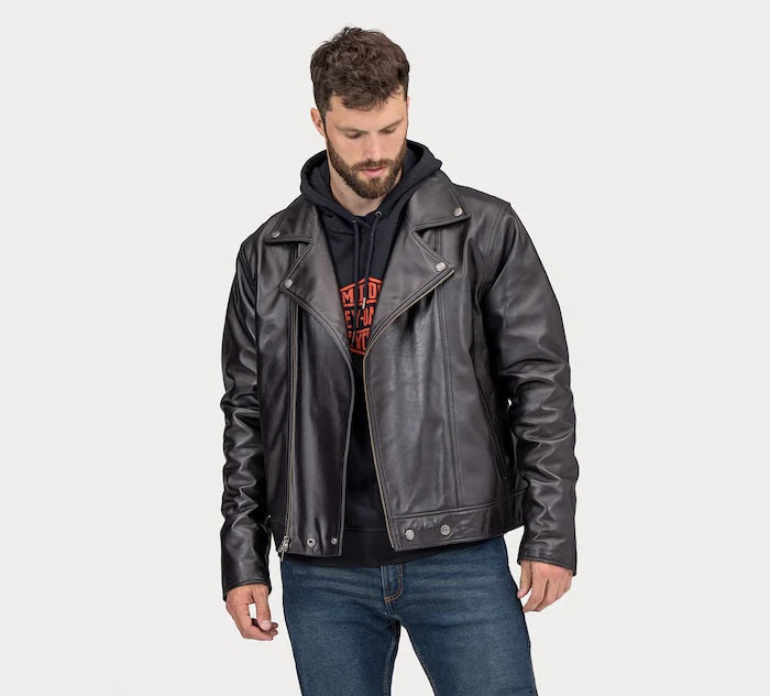 Harley-Davidson®Men's Casual Lisbon Debossed Leather Jacket