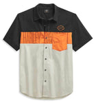 Harley-Davidson® Men's Colorblock Pocket Logo Short Sleeve Shirt Grey & Black