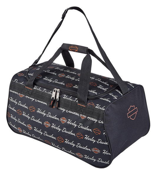Harley-Davidson® Signature Script Sports Duffel Bag w/ Adjustable Strap - Black