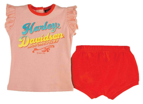 Harley-Davidson® Baby Girls' Tulle Sleeveless Tee & Short Newborn Set - Pink