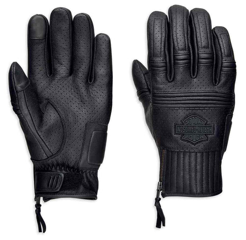 Harley-Davidson® Mens Layton Perforated Full-Finger Leather Gloves