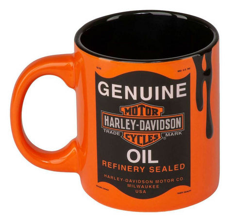 Harley-Davidson® Oil Can Bar & Shield Logo 18 oz. Ceramic Coffee Mug - Orange