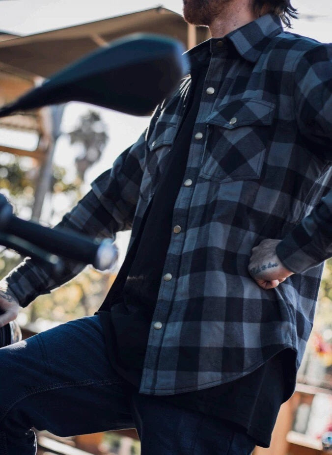Rjays Regiment Kevlar Lined Riding Shirt Flannel Grey/ Black
